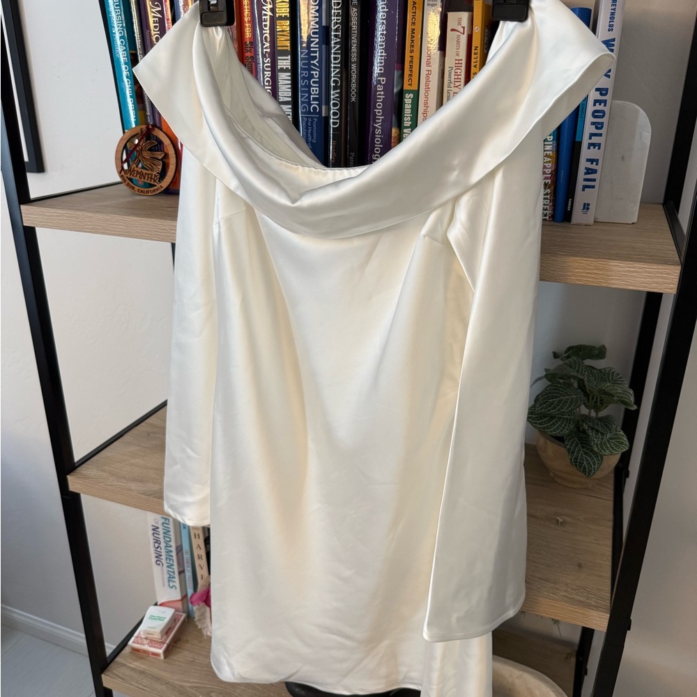 Lulu's Off-Shoulder Cream Long Sleeve Dress